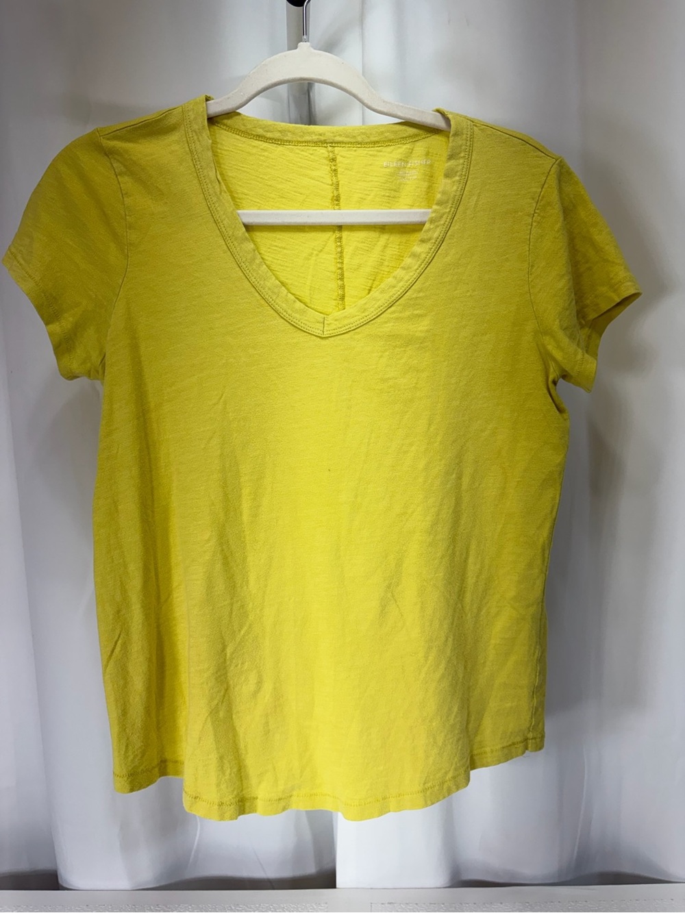 Eileen Fisher Bright Yellow V-Neck Short Sleeve Tee 4109